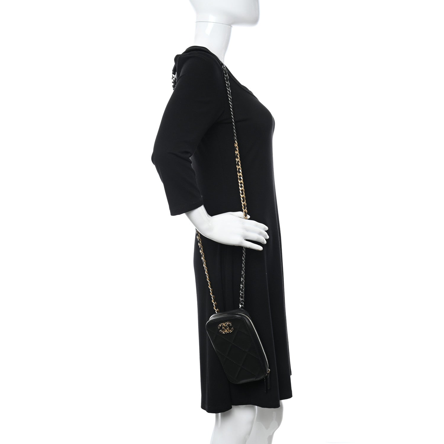 Chanel Lambskin Quilted Chanel 19 Zip Phone Case Black 2 of 11