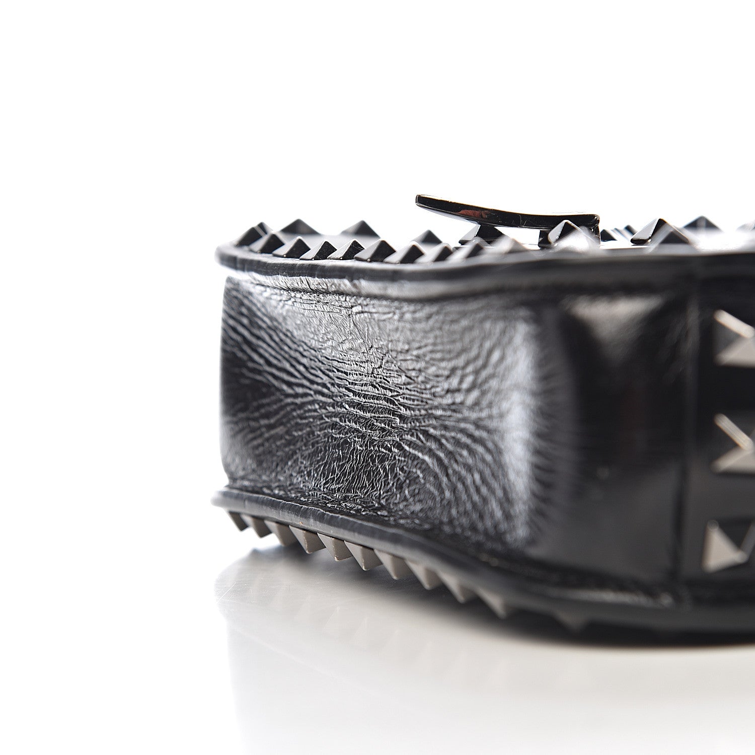 Valentino Garavani Craquele Calfskin Rockstud Shoulder Flap Messenger Bag Black 13 of 14