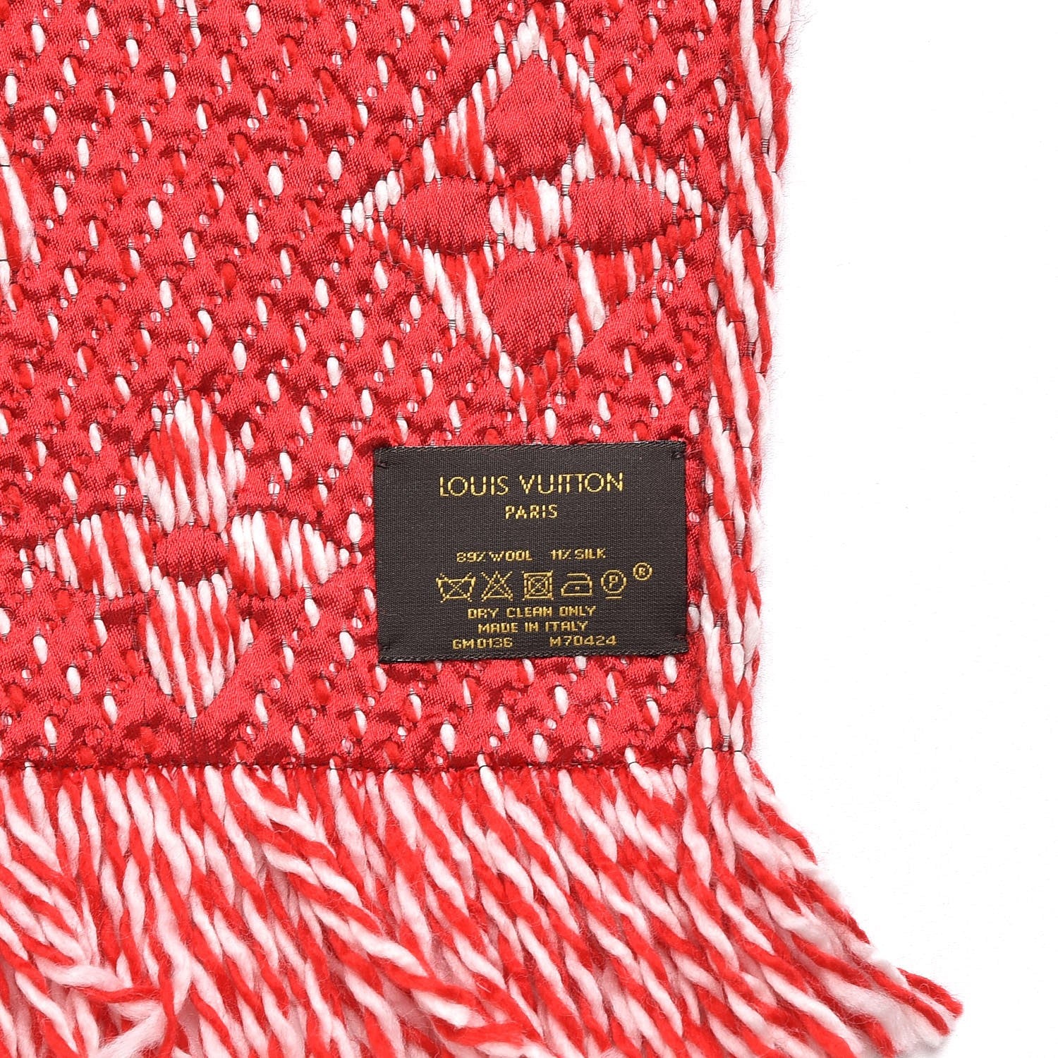 Louis Vuitton Wool Silk Logomania Mix Scarf Coquelicot 4 of 4