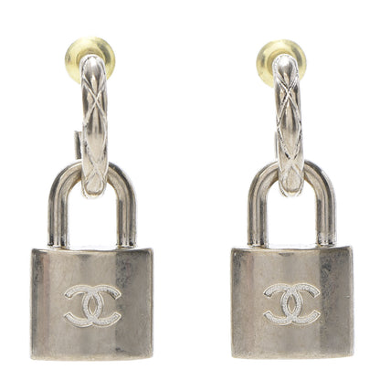 Chanel Metal Lock Drop Earrings Light Gold 1 of 5