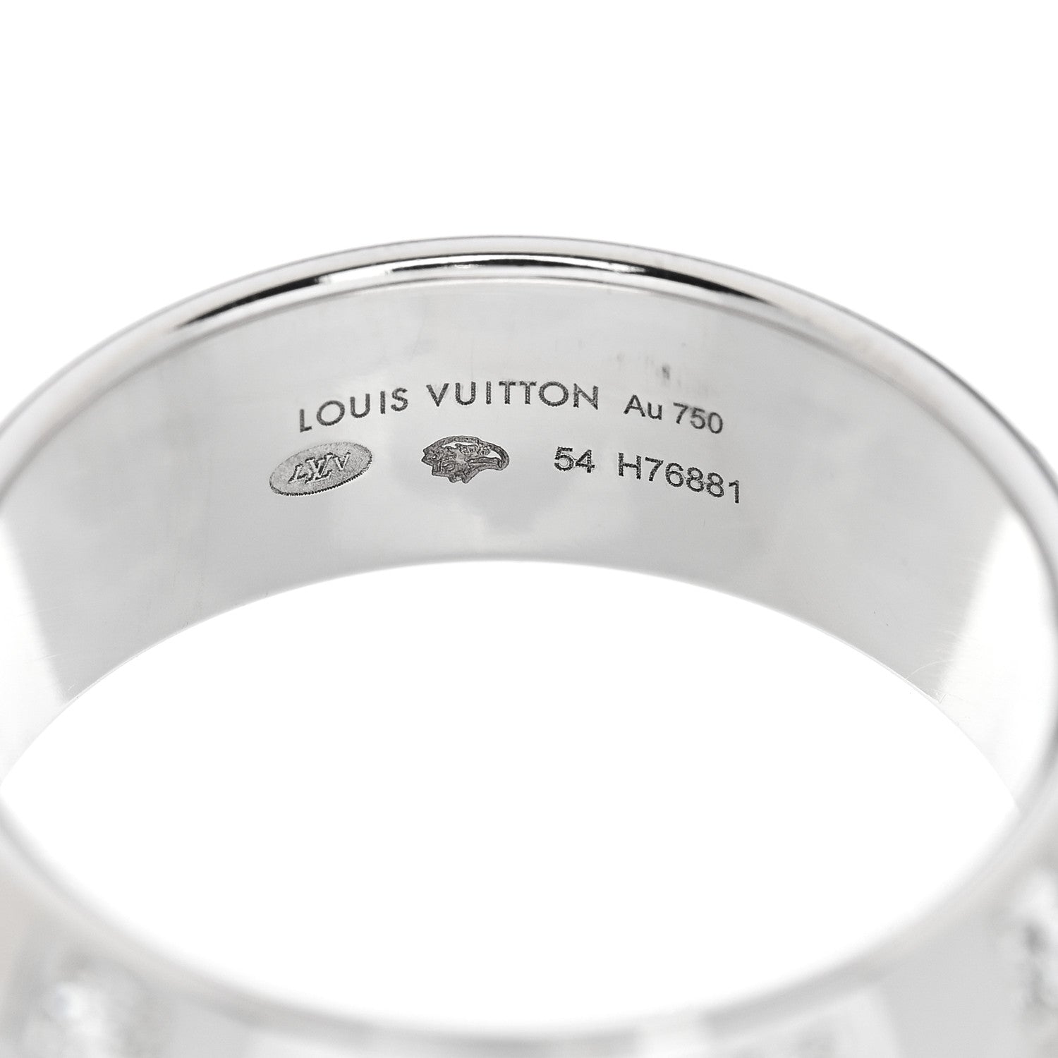 Louis Vuitton 18K White Gold Diamond Large Le Damier Ring 54 6.75 4 of 5