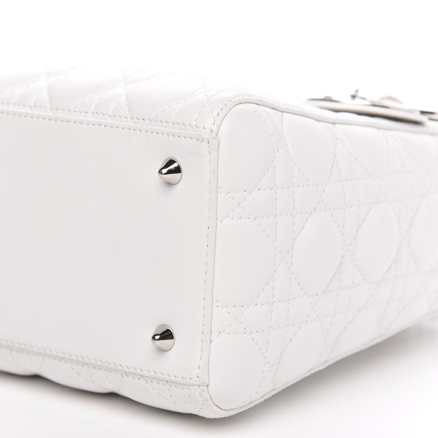 Lambskin Cannage Medium Lady Dior White