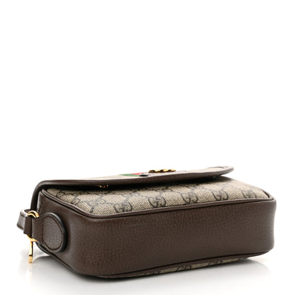 Gucci GG Supreme Monogram Textured Dollar Calfskin Mini Ophidia Flap Shoulder Bag Beige Ebony New Acero 4 of 11