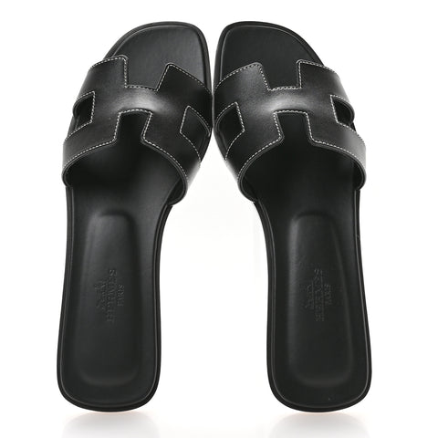 Box Calfskin Oran Sandals 36.5 Black