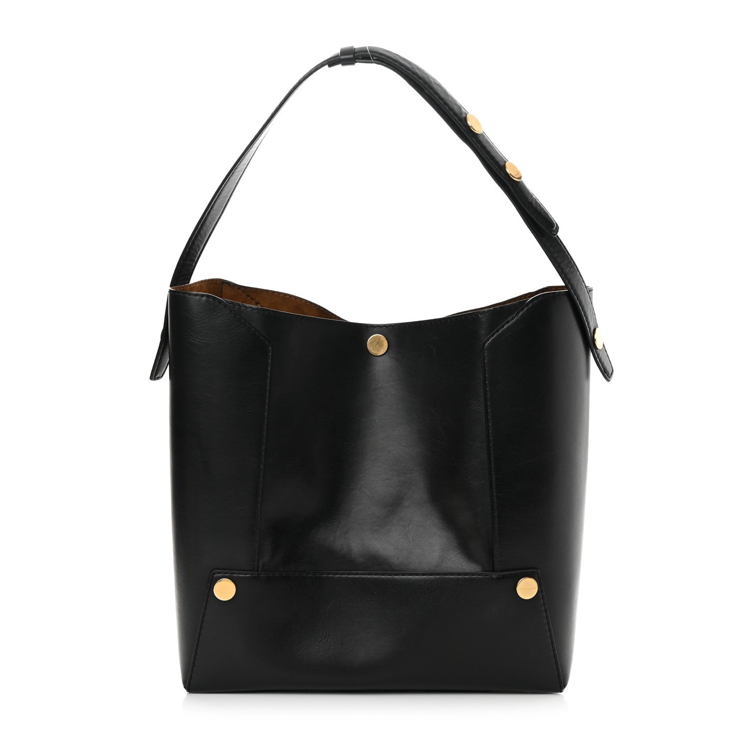 Stella McCartney Eco Alter Nappa Popper Bucket Bag Black 1 of 19