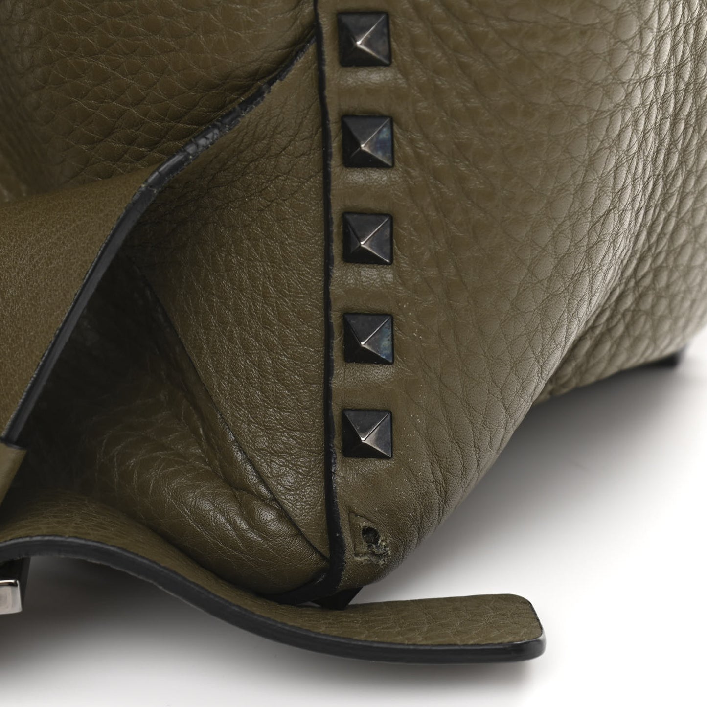 Grained Calfskin Medium Rockstud Backpack Army Green