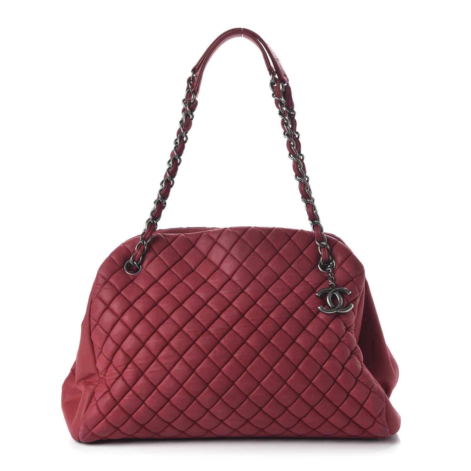 Chanel Iridescent Calfskin Quilted New Bubble Bowling Bag Red 1 of 10