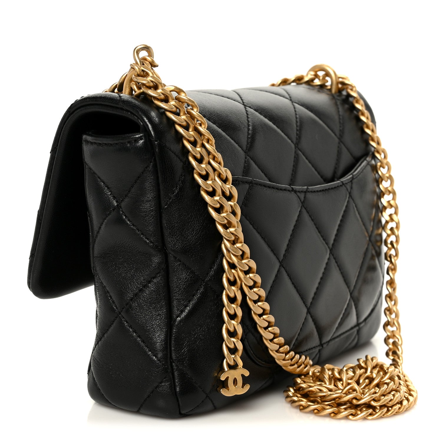 Chanel Lambskin Enamel Quilted Pending CC Square Flap Black 3 of 11