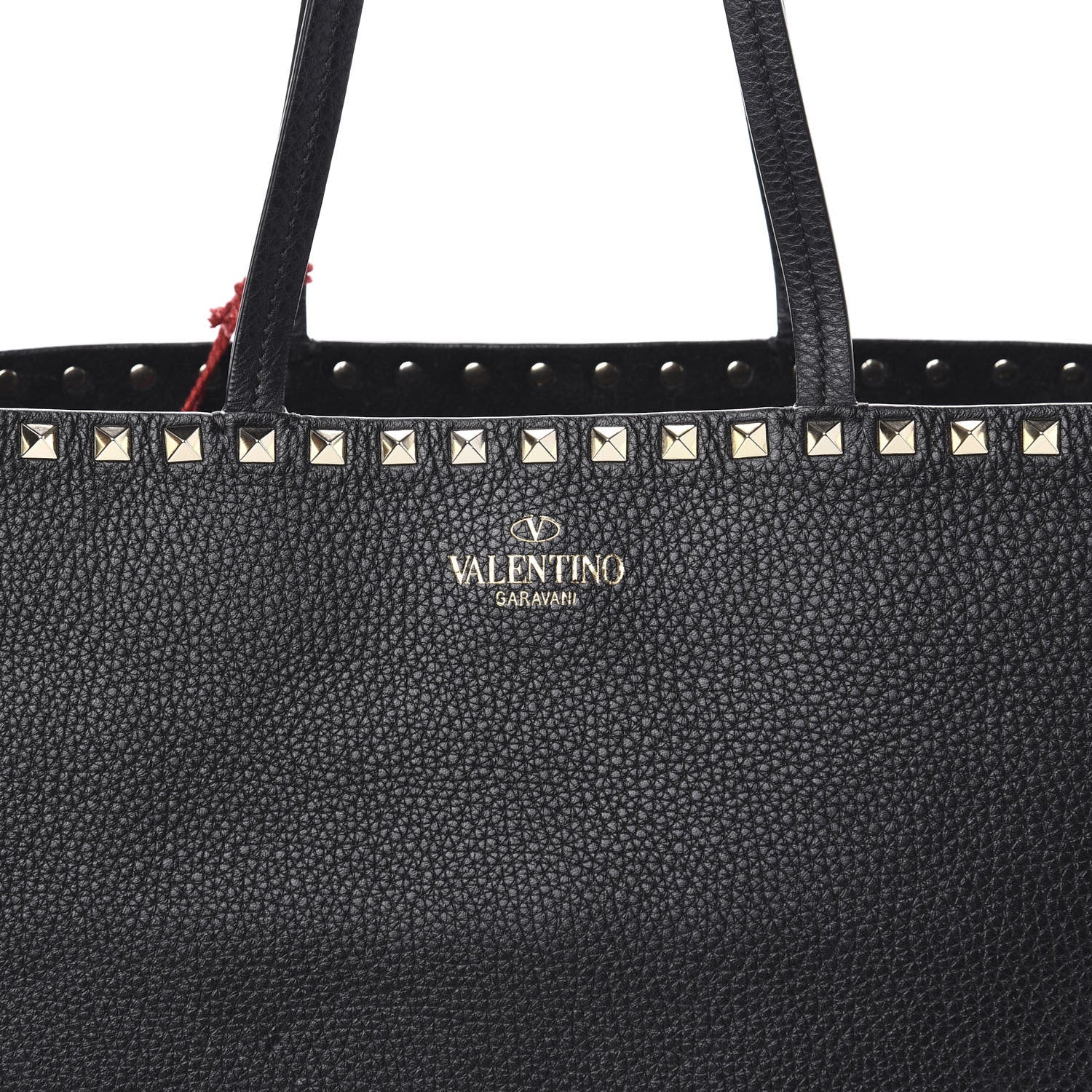 Valentino Garavani Grained Calfskin Rockstud Shoulder Tote Black 9 of 10