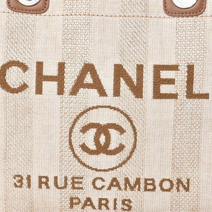 Chanel Mixed Fibers Calfskin Striped Small Deauville Tote Beige 9 of 9