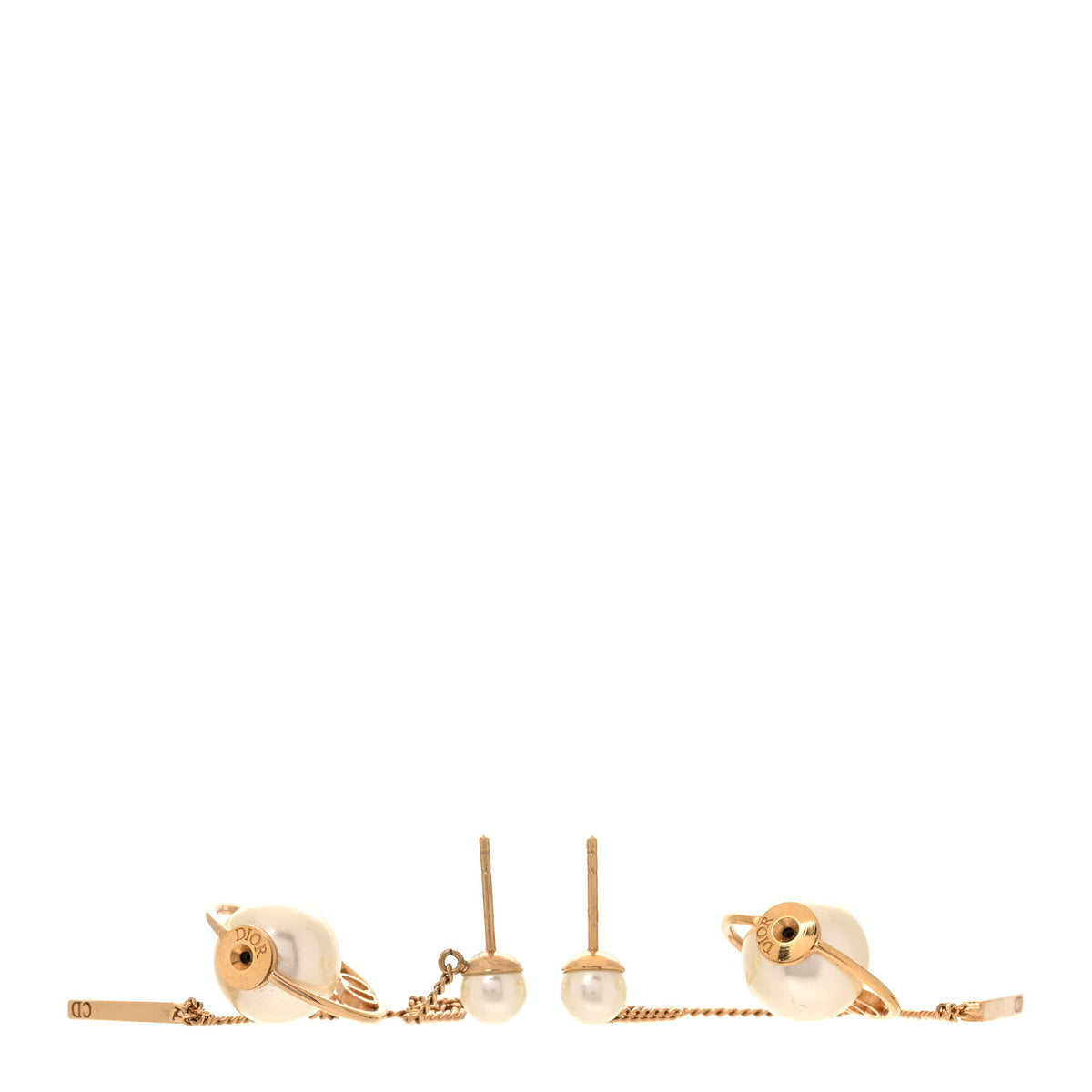 Pearl Tribales Dangle Chain Earrings Gold
