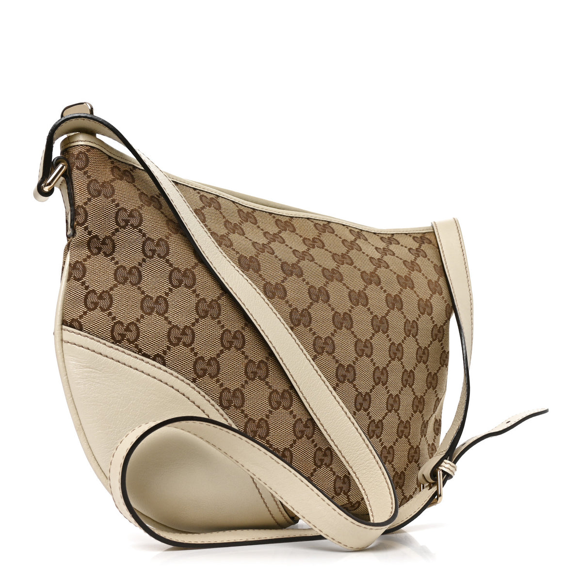 Gucci Monogram Medium New Britt Half Moon Hobo White 3 of 10