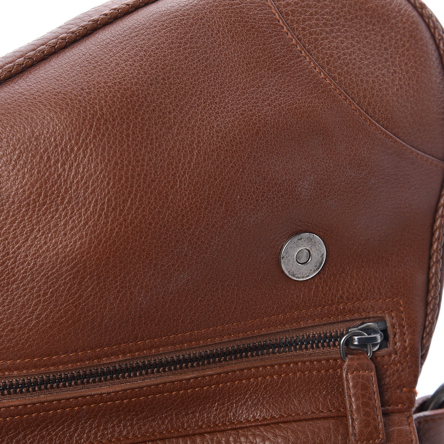 Calfskin Braided Gaucho Double Saddle Bag Brown