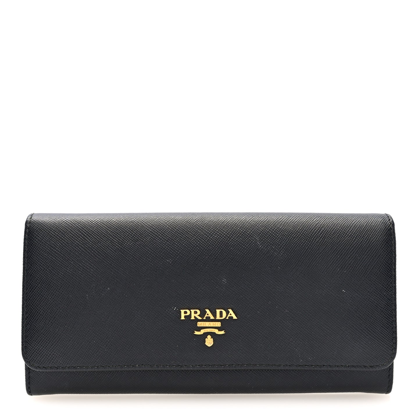 Saffiano Metal Continental Flap Wallet Black