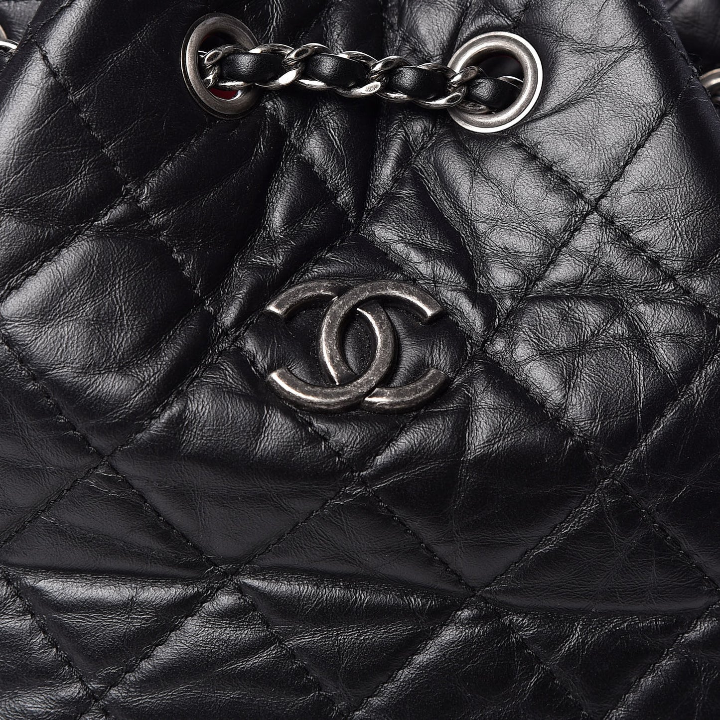 Aged Calfskin Quilted Small Gabrielle Backpack Black