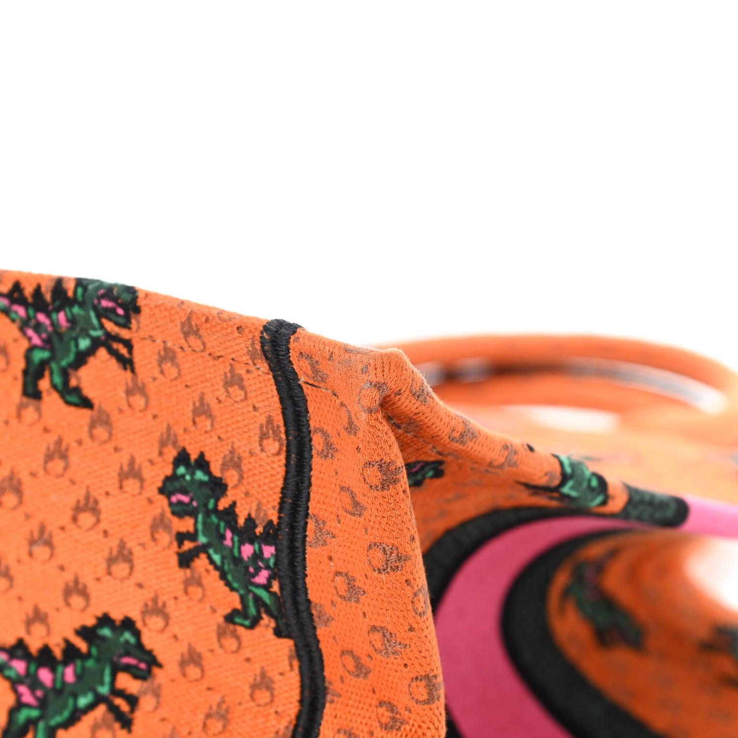 Christian Dior Canvas Embroidered Medium Dino Book Tote Orange Multicolor 6 of 8