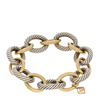 David Yurman Sterling Silver 18K Yellow Gold 18mm Extra Large Oval Link Bracelet 2 of 3