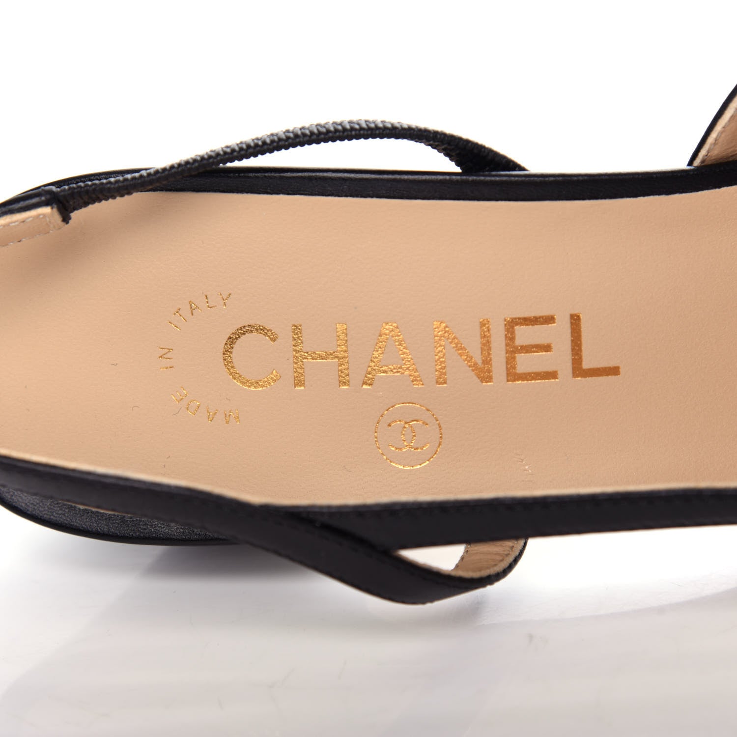 Chanel Goatskin Grosgrain Cap Toe CC Slingback Sandals 39.5 Black 8 of 11