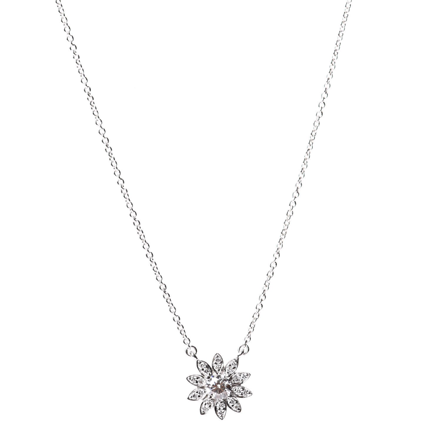 Tiffany Platinum Diamond Enchant Flower Pendant Necklace 1 of 5