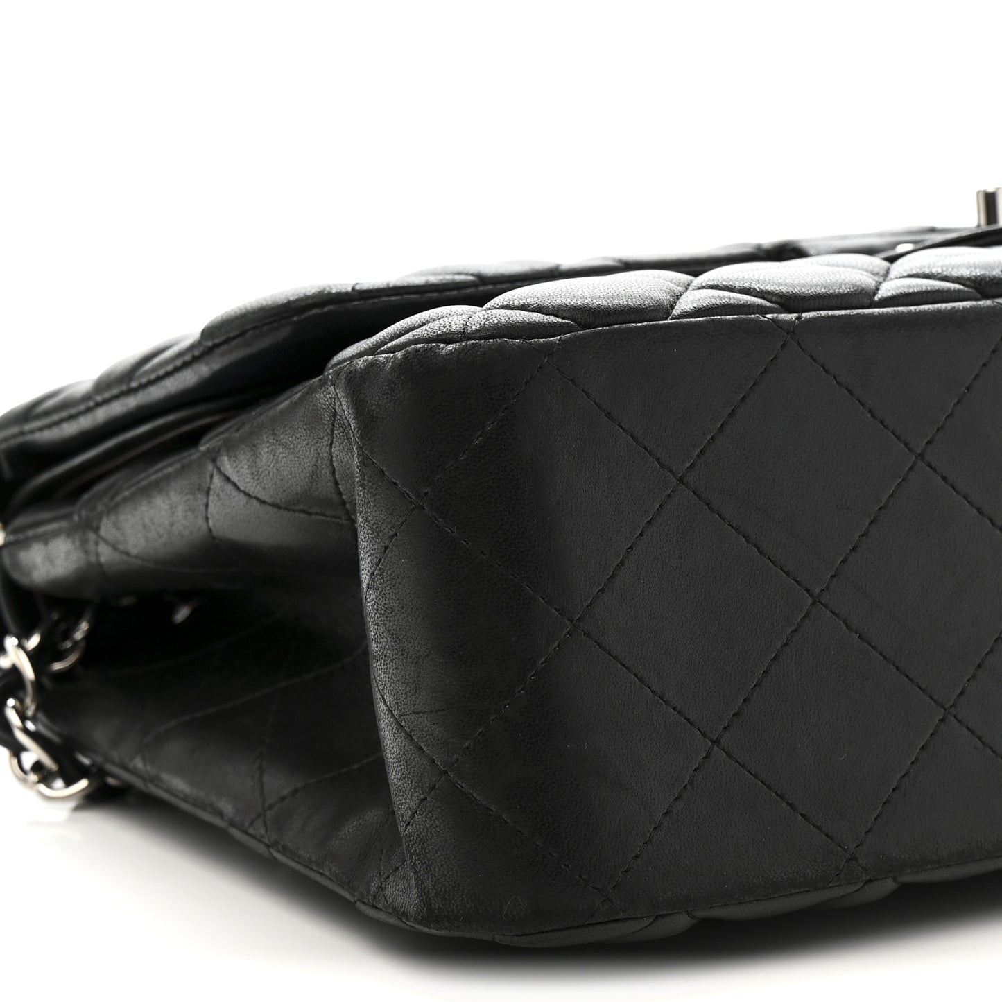 Lambskin Quilted Jumbo Double Flap Black