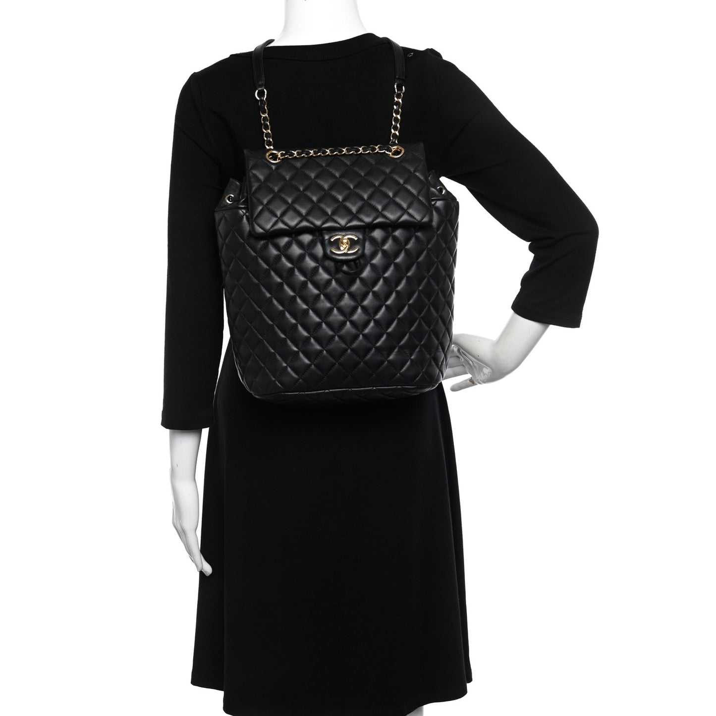 Lambskin Quilted Large Urban Spirit Backpack Black