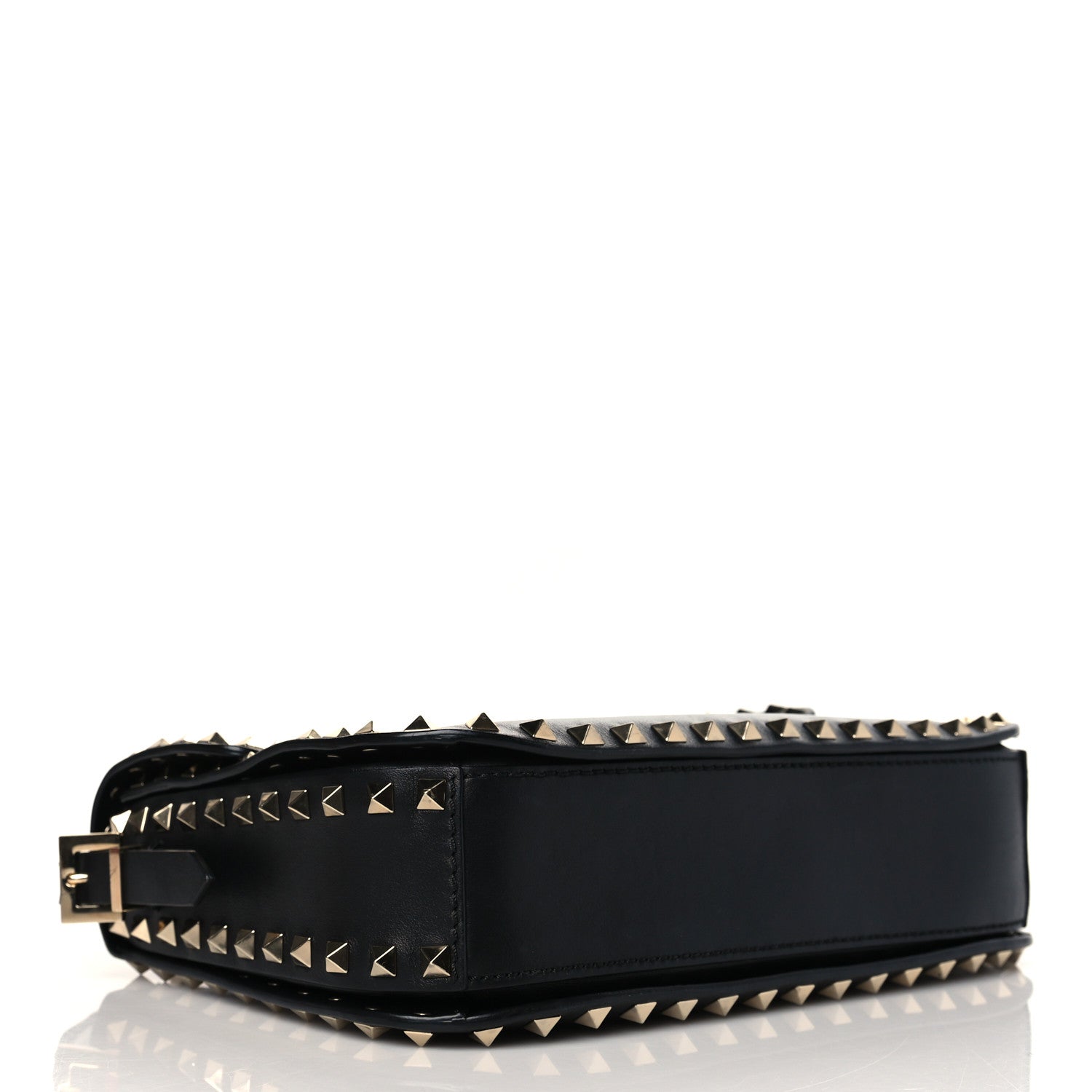 Valentino Garavani Vitello Medium Rockstud Flap Saddle Bag Black 4 of 9