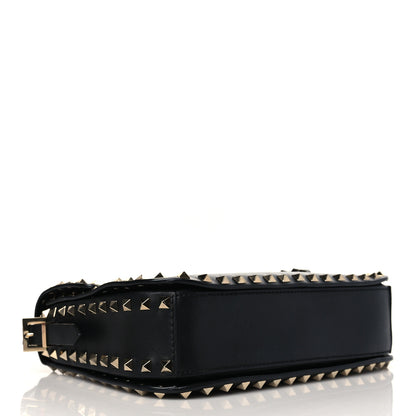 Valentino Garavani Vitello Medium Rockstud Flap Saddle Bag Black 4 of 9
