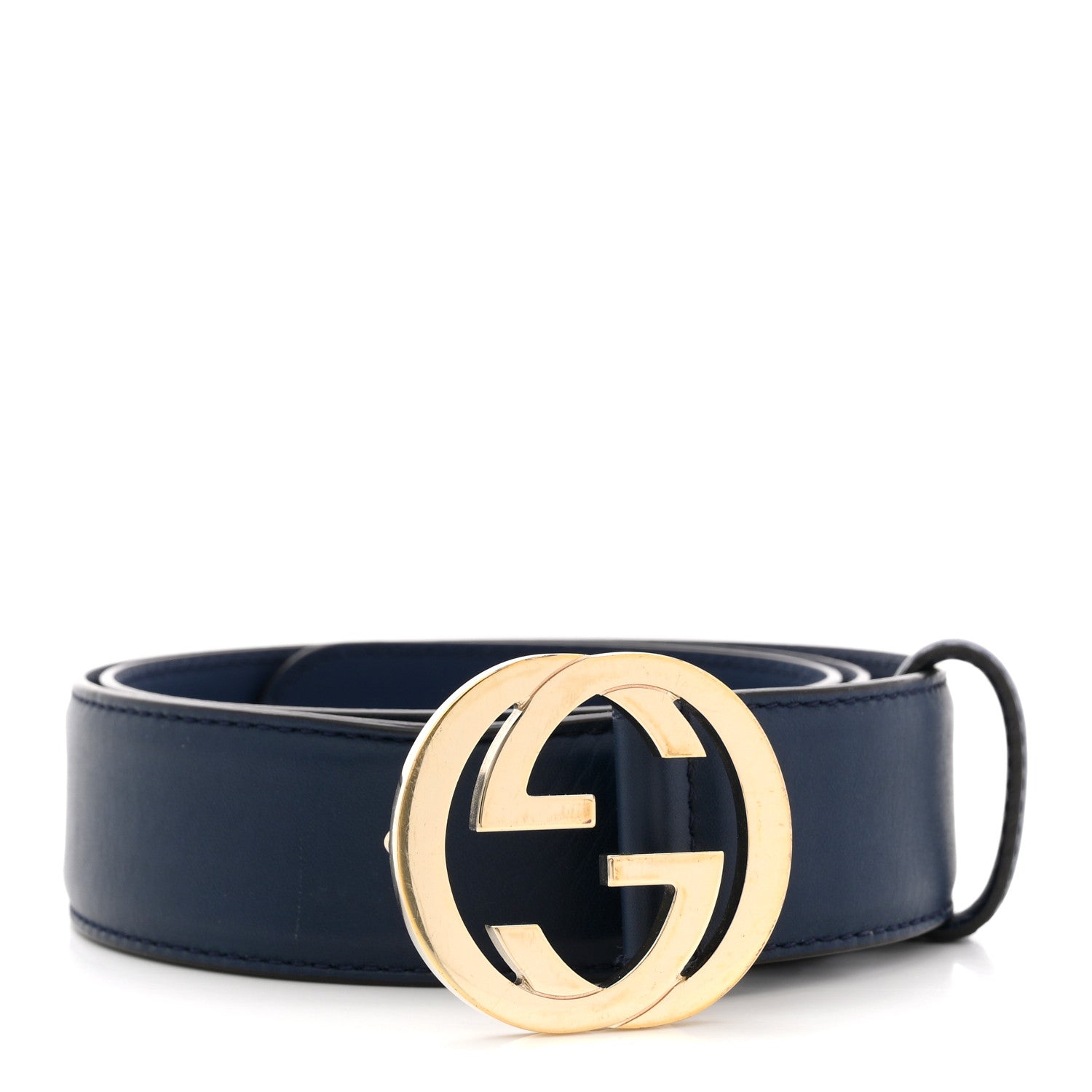 Gucci Moon Calfskin Interlocking G 37mm Belt 85 34 Cobalt Blue 1 of 6