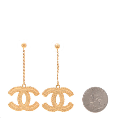 Chanel CC Drop Earrings Matte Gold 2 of 5