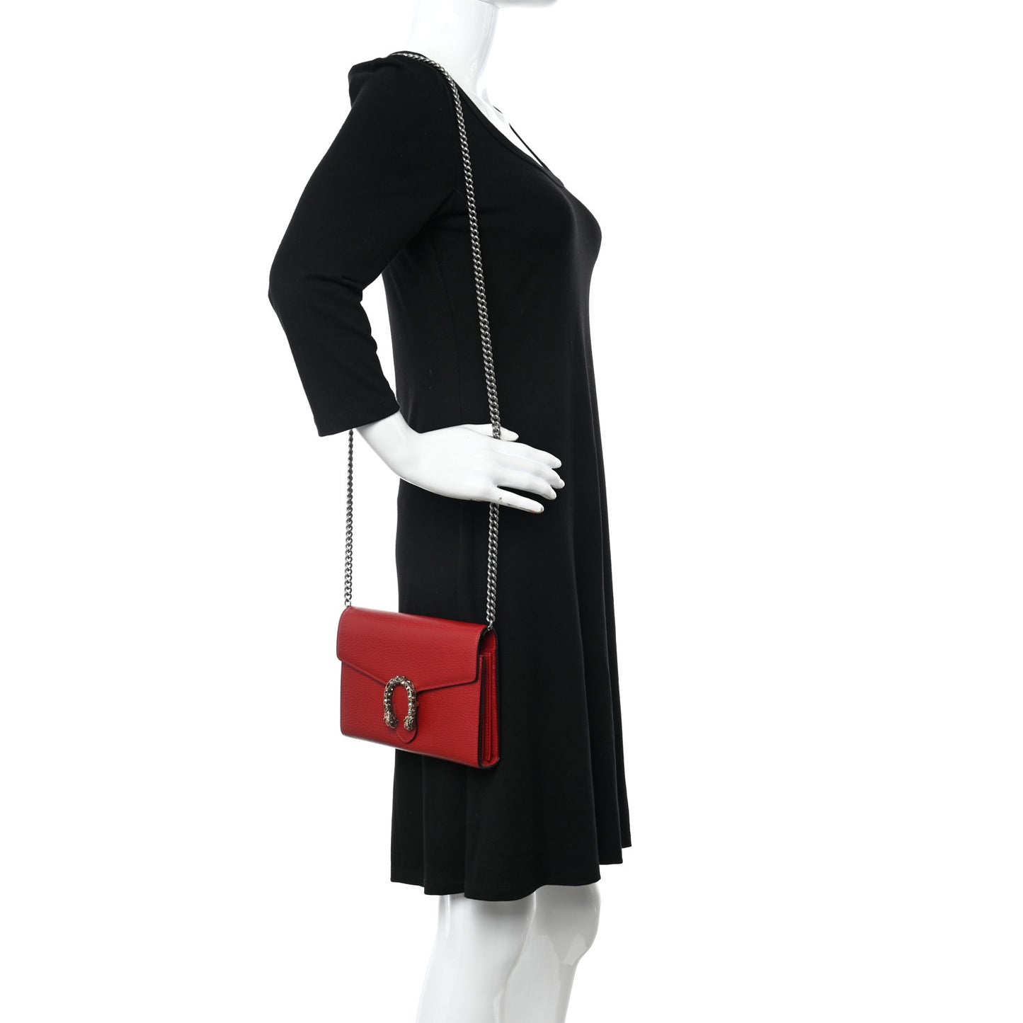 Calfskin Mini Dionysus Chain Wallet Hibiscus Red