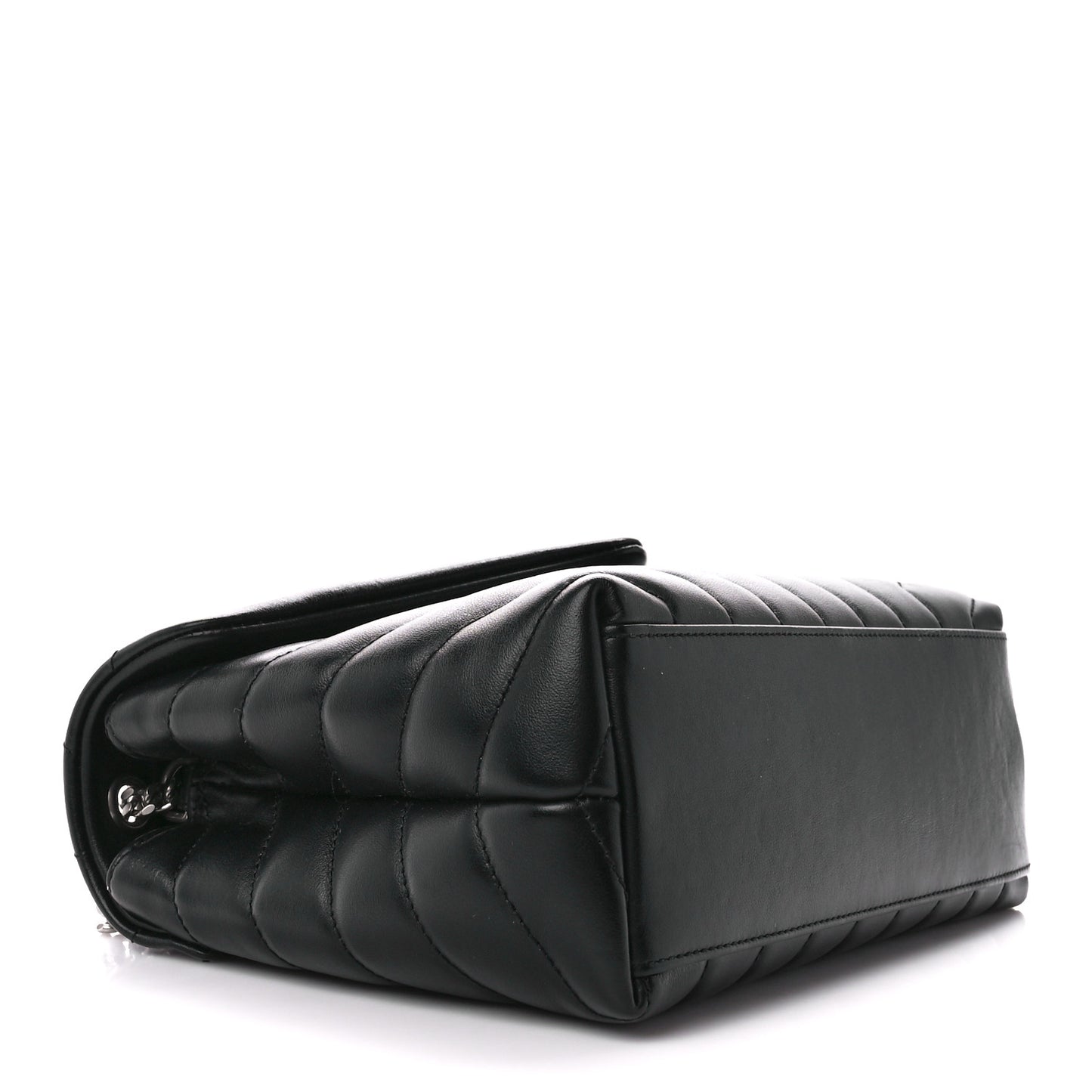 Calfskin Y Quilted Monogram Small Loulou Chain Satchel Black