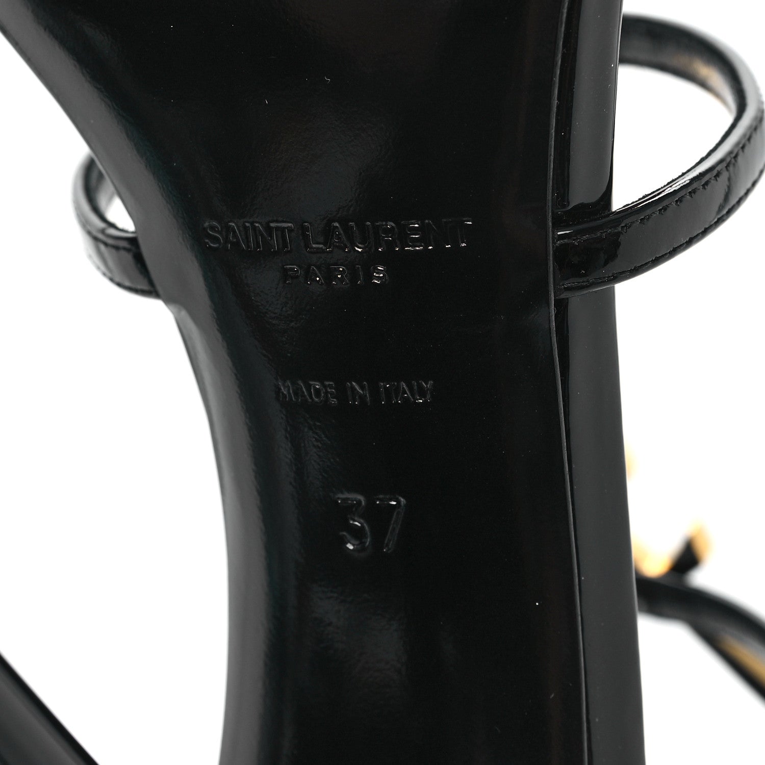 Saint Laurent Patent Cassandra 100 Ankle Strap Sandals 37 Black 7 of 10