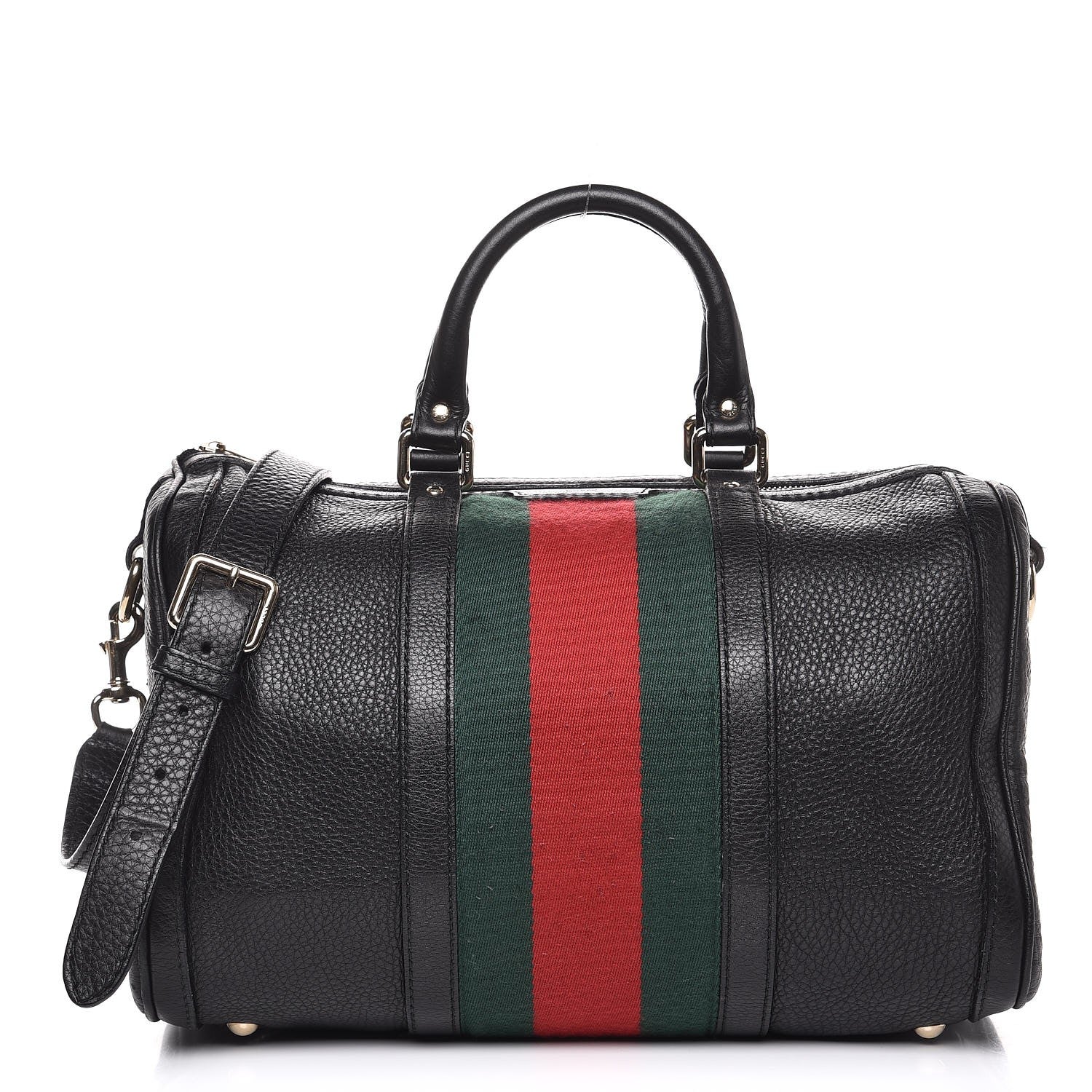 Gucci Calfskin Vintage Web Medium Boston Black 1 of 15