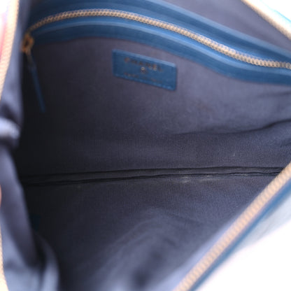 Chanel Caviar Chevron Quilted Medium Zip Pouch Navy 5 of 9
