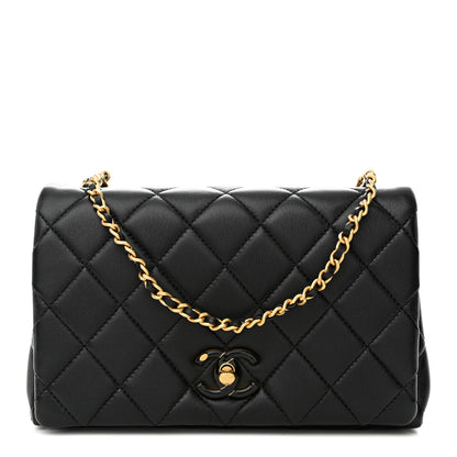 Chanel Shiny Lambskin Quilted Enamel CC Small Flap Black 1 of 11