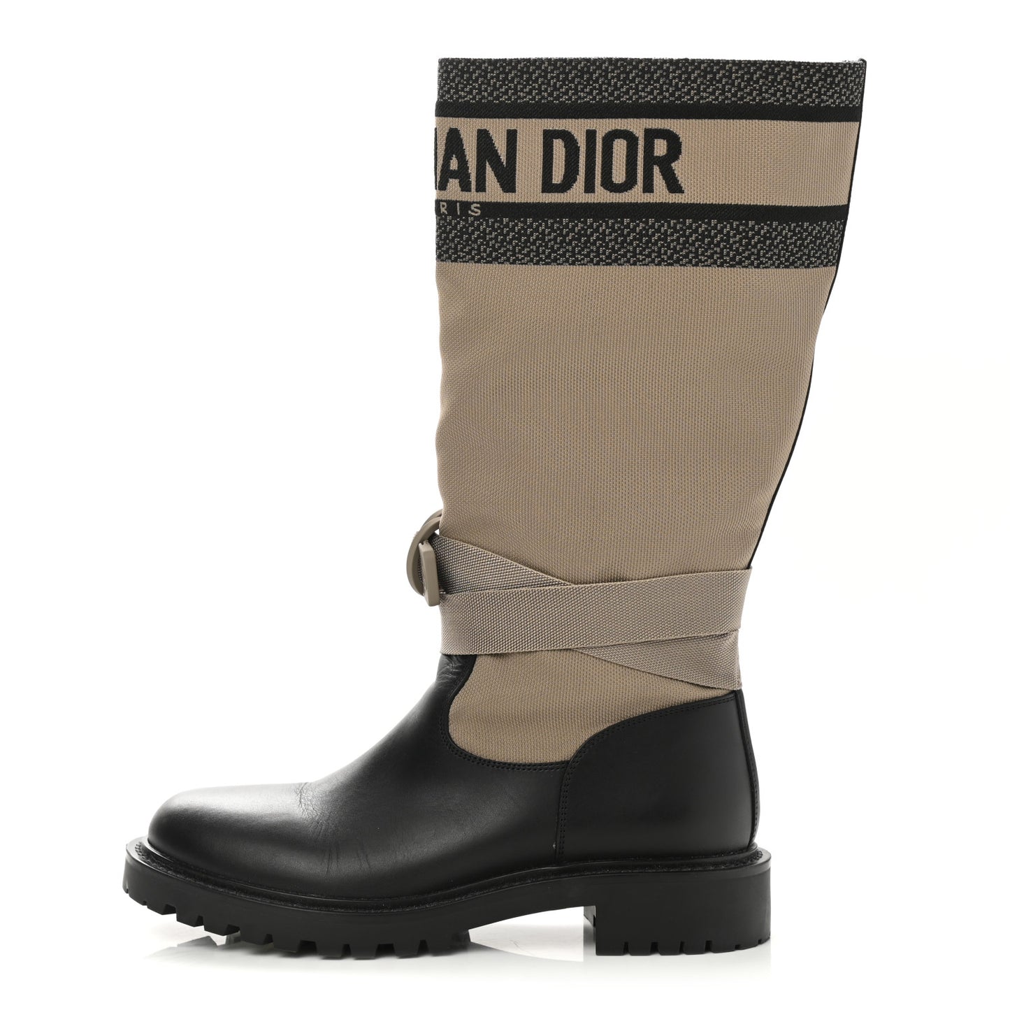 Technical Fabric Calfskin D-Major Boots 37.5 Taupe Black