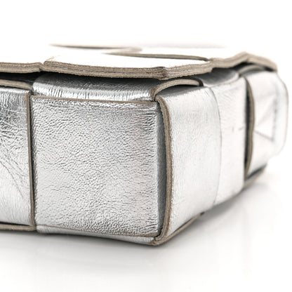 Bottega Veneta Metallic Lambskin Maxi Intrecciato Cassette Crossbody Bag Silver 10 of 16
