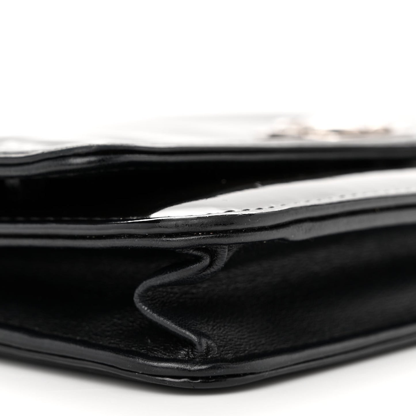 Glazed Calfskin Boy Wallet On Chain WOC Black