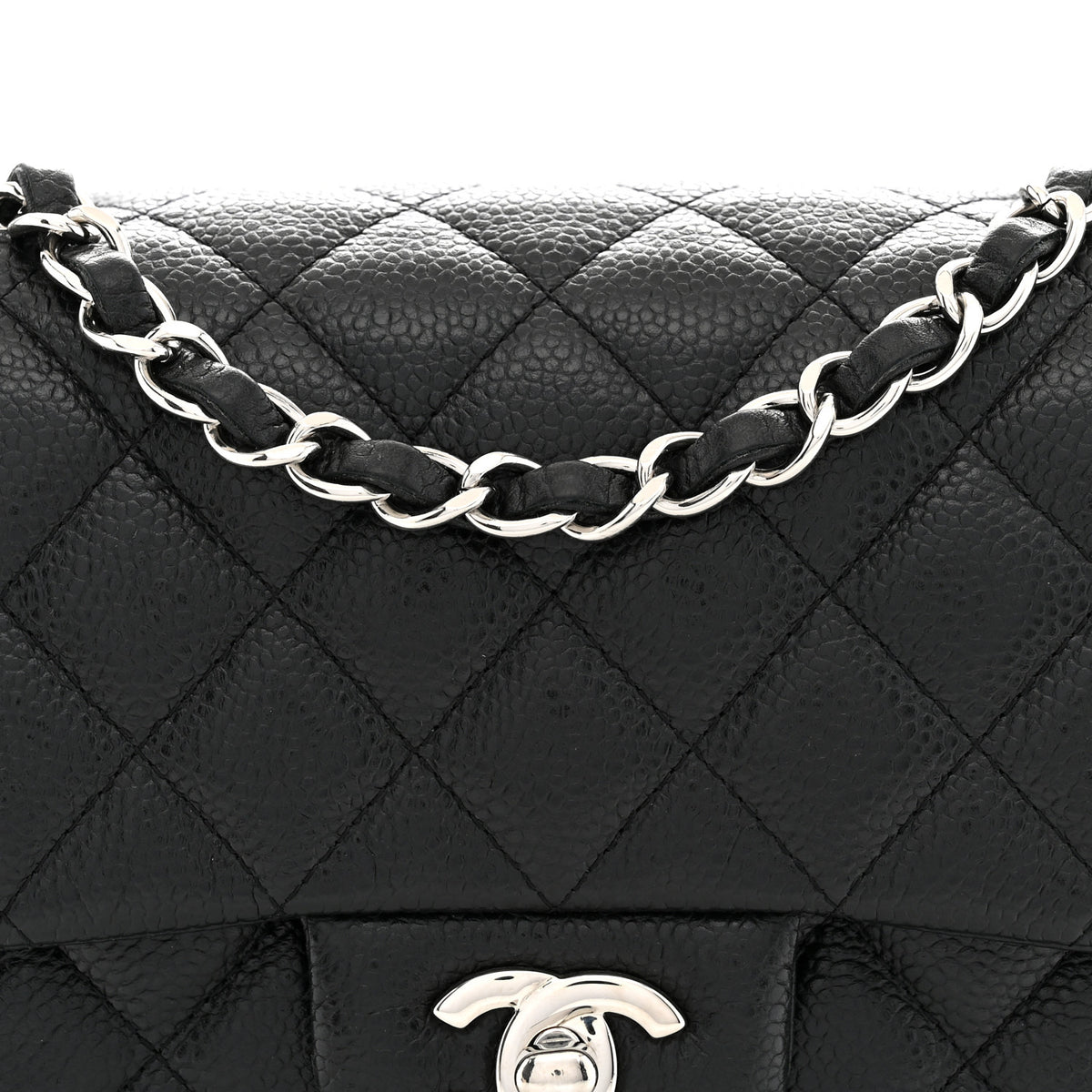 Caviar Quilted Mini Square Flap Black