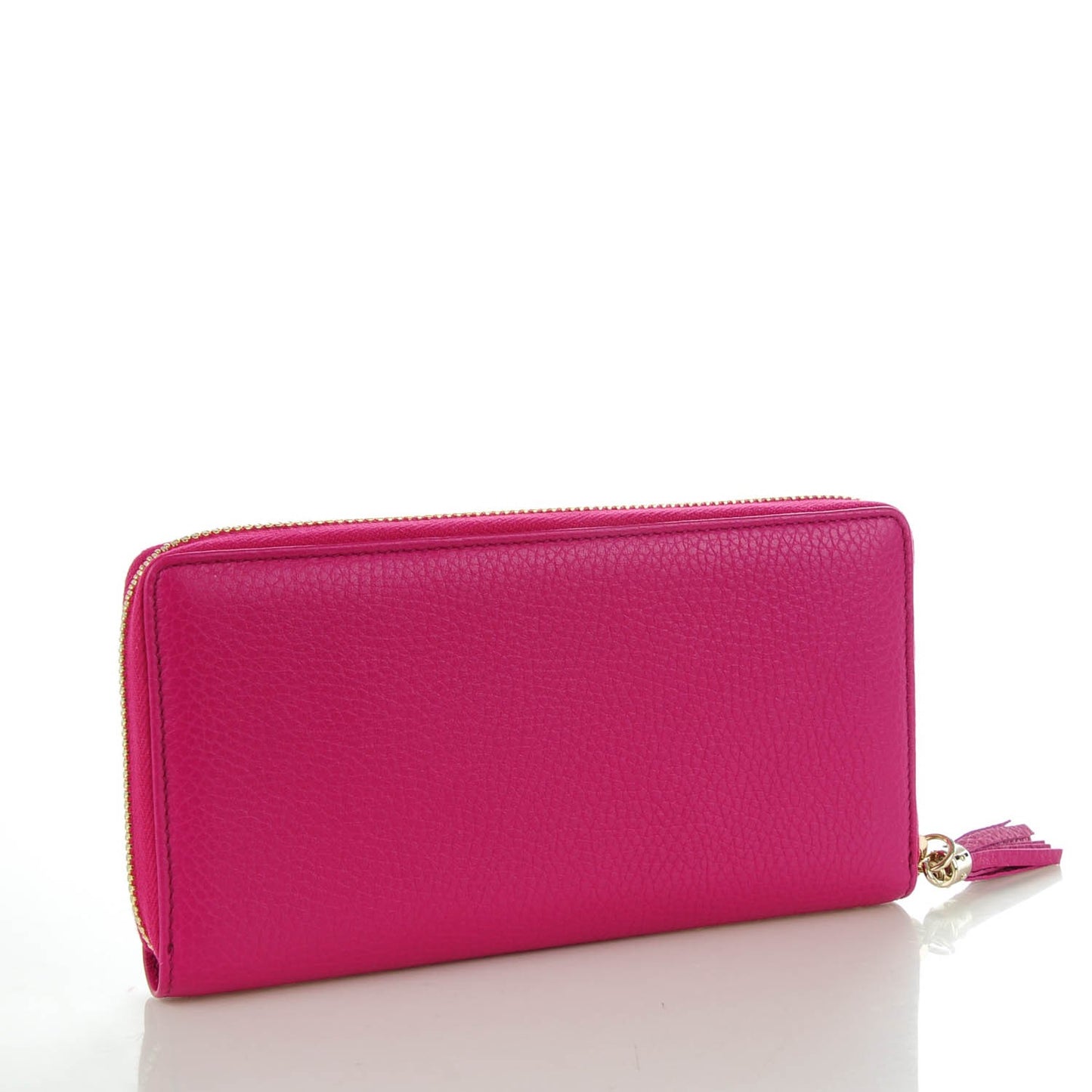 Pebbled Calfskin Soho Zip Around Wallet Bright Bougainvillea