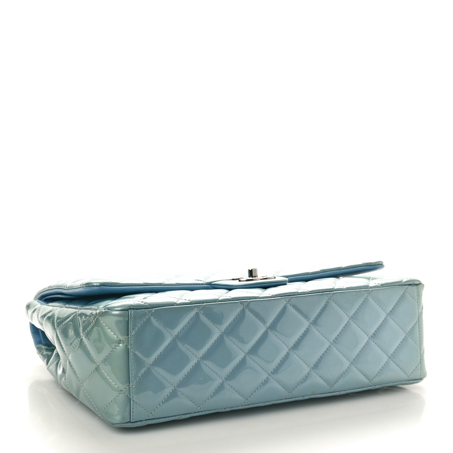 Chanel Patent Quilted Maxi Double Flap Light Blue 4 of 10