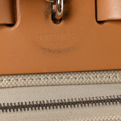 Hermes Military Toile Vache Hunter Herbag Zip Retourne 31 PM Beton Naturel 7 of 12