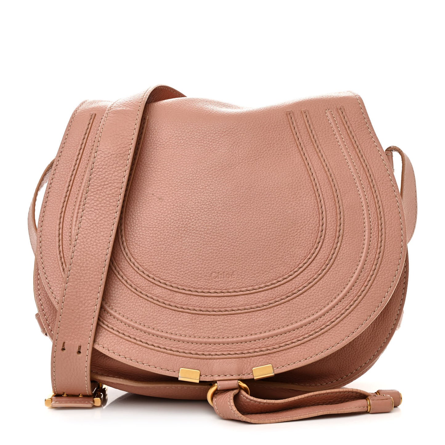 Calfskin Medium Marcie Round Crossbody Bag Anemone Pink