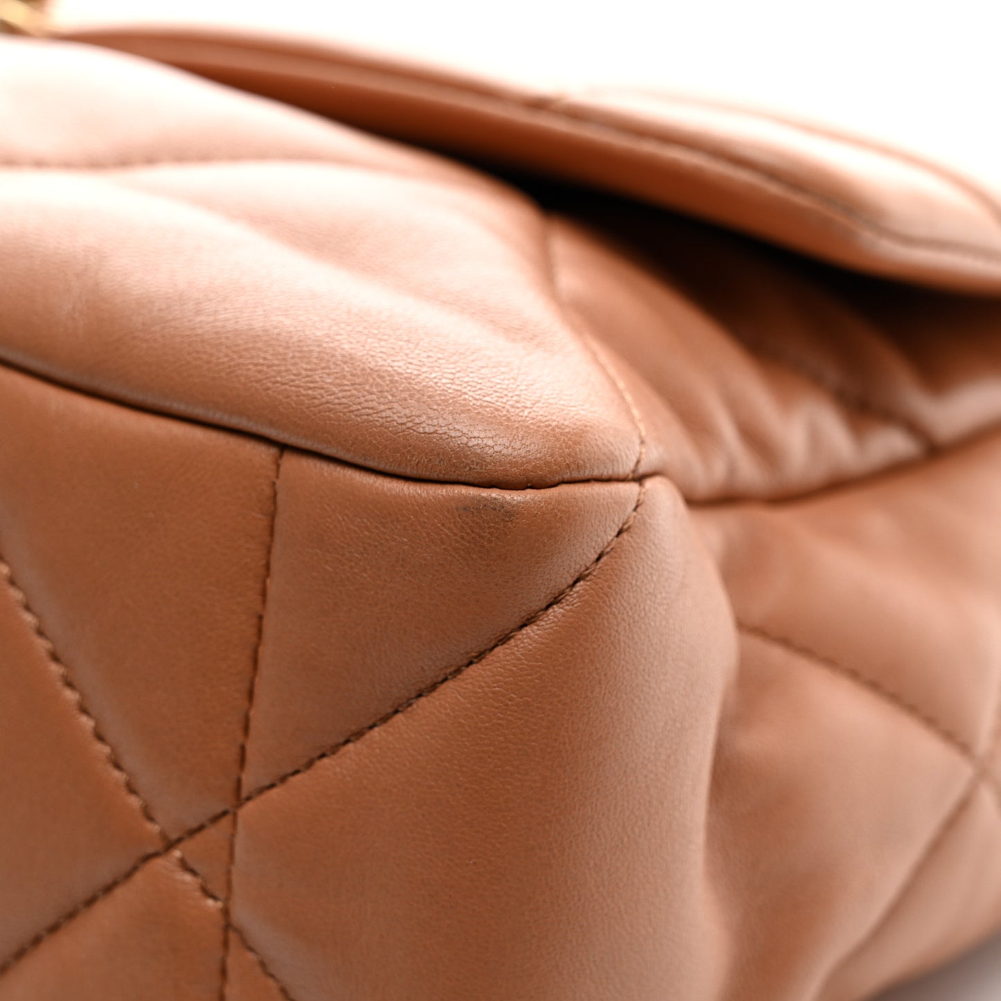 Lambskin Quilted Large Chanel 19 Flap Brown