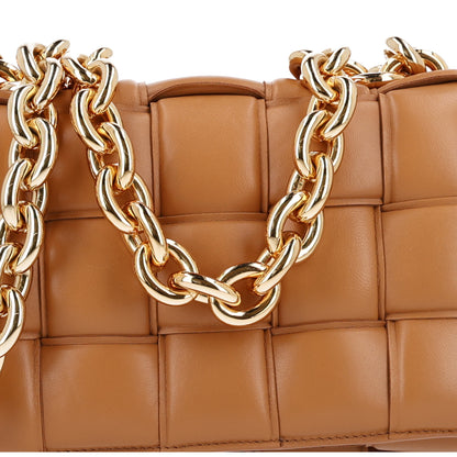 Bottega Veneta Lambskin Maxi Intreccio Padded Chain Cassette Crossbody Bag Caramel 9 of 11