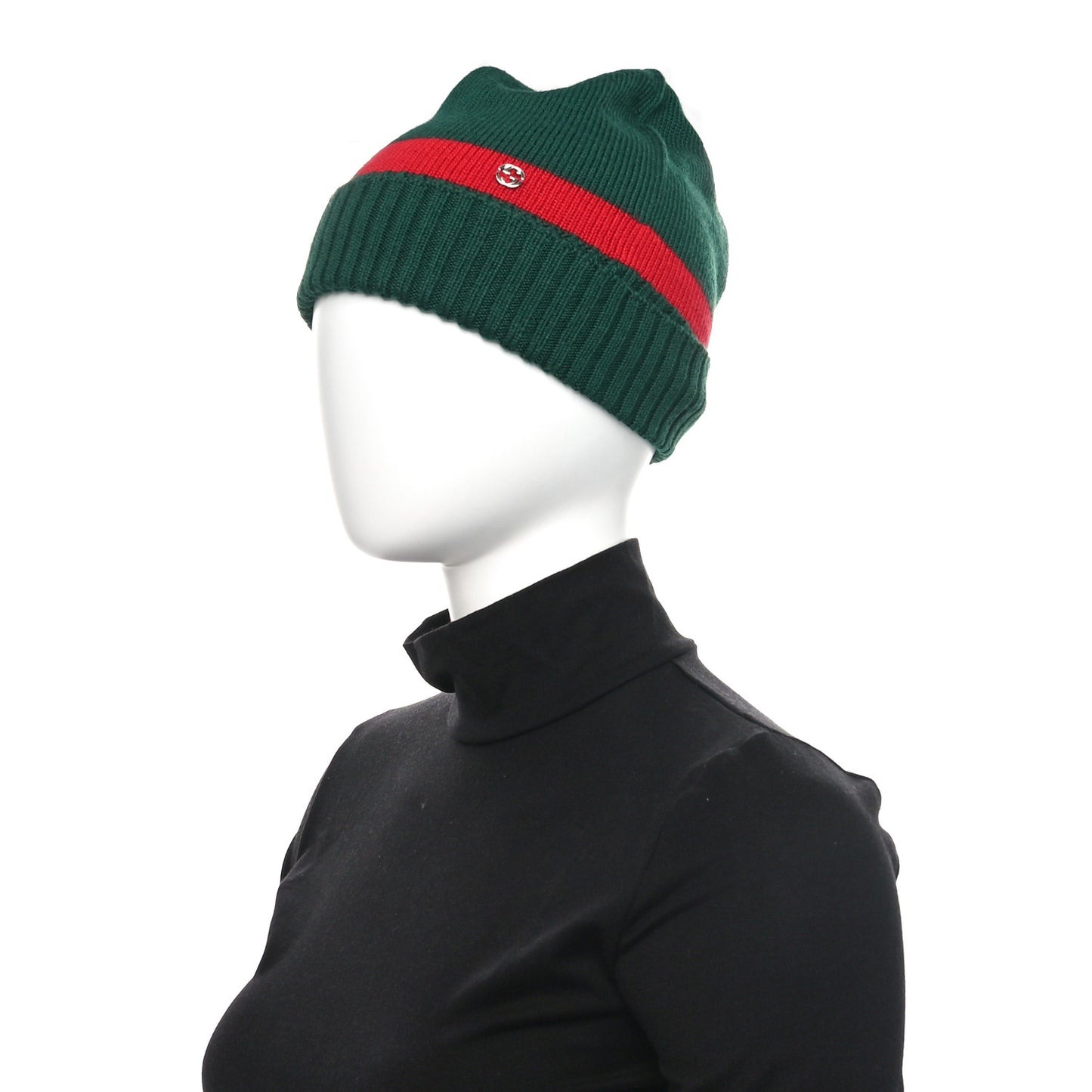 Wool Tricot Knit New Port Beanie Hat M Green Red