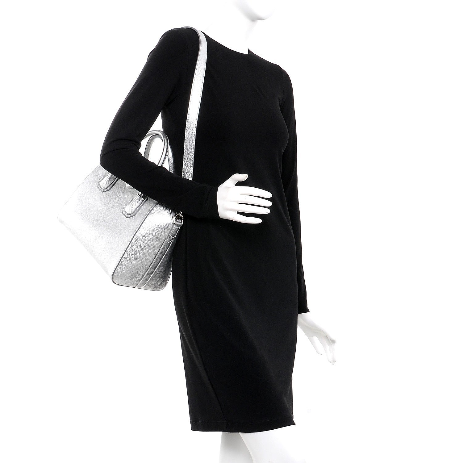 Givenchy Metallic Sugar Goatskin Small Antigona Silver 2 of 7