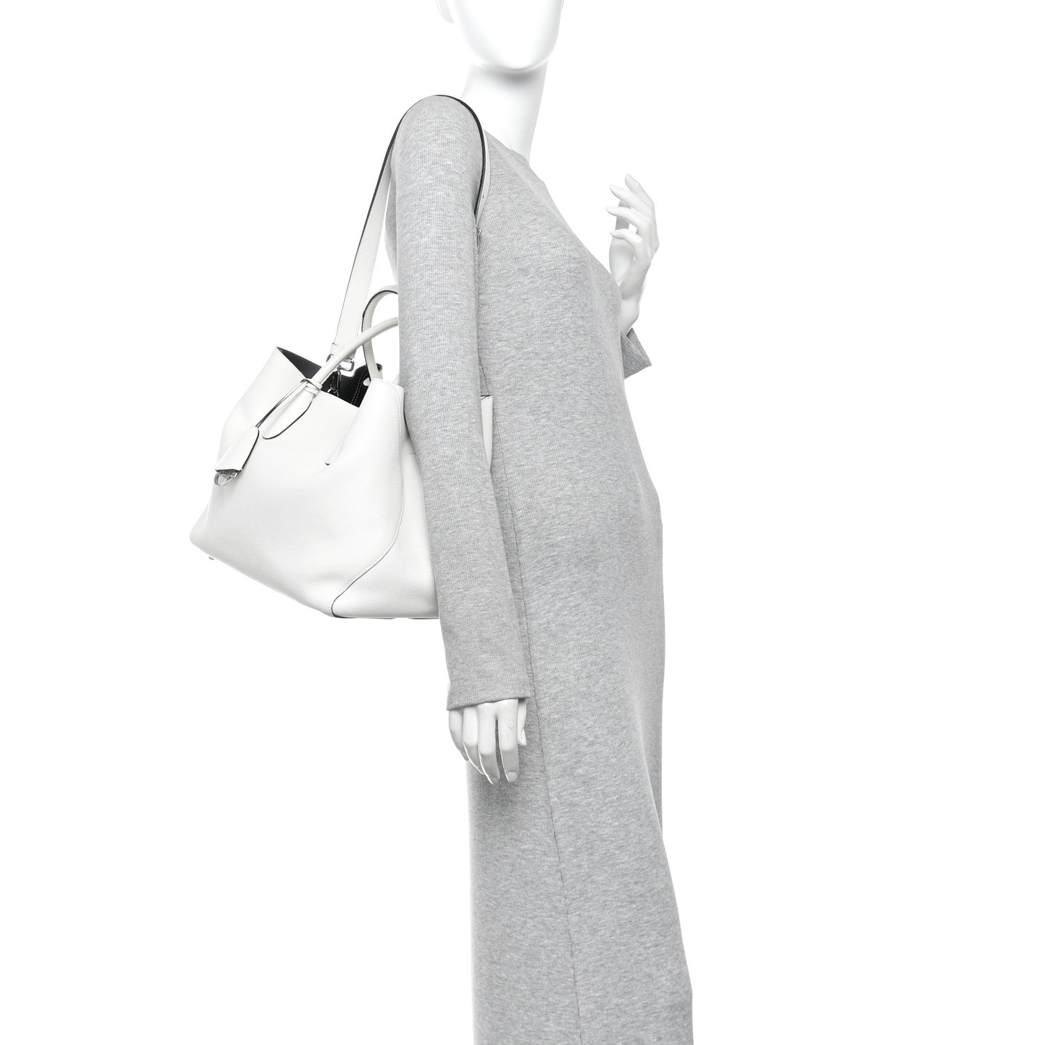 Christian Dior Supple Grained Calfskin Large Open Bar Tote White 2 of 13