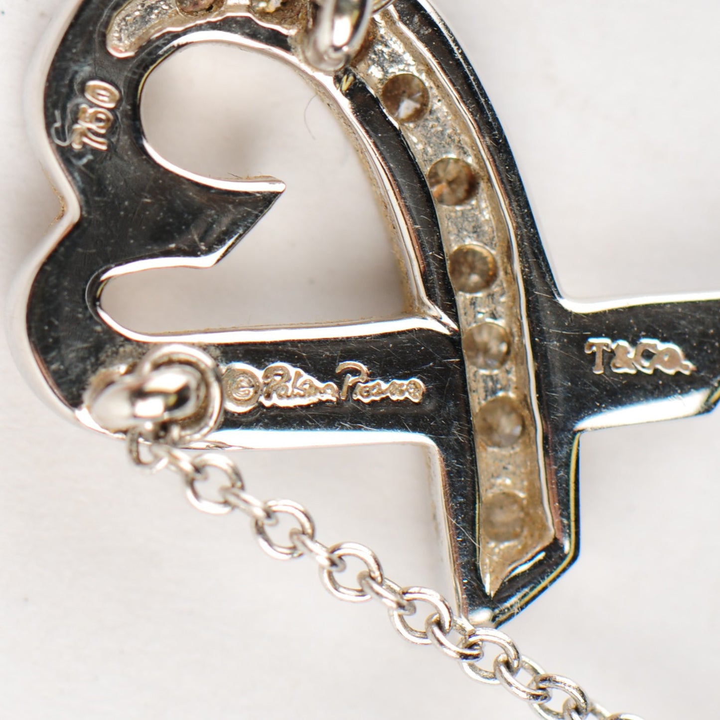 18K White Gold Diamond Small Paloma Picasso Loving Heart Necklace