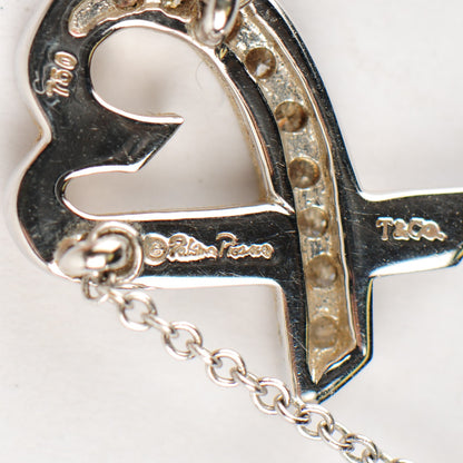 Tiffany 18K White Gold Diamond Small Paloma Picasso Loving Heart Necklace 4 of 6